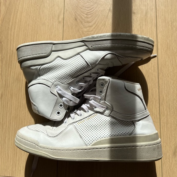 SL24 MID-TOP SNEAKERS IN USED-LOOK PERFORATED LEATHER - Picture 1 of 6